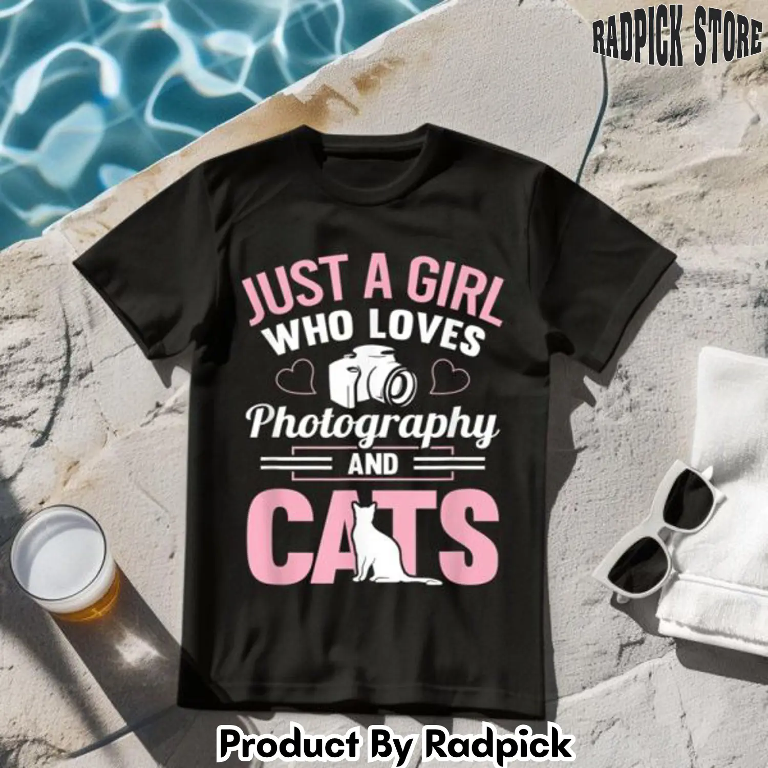 Just a girl who loves photography and cats camera tshirt rp2629763